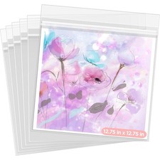 12 3/4 X 12 3/4 inches Crystal Clear Sleeves Storage Bags for 12x12 Artwork,