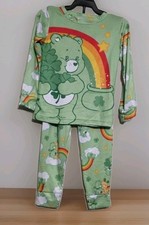 Girls Care Bears Pajamas 2 Piece Set Good Luck Green Bear Size 5T