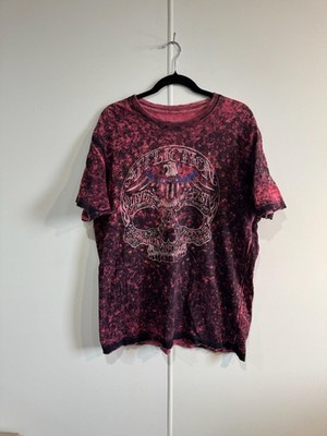 Affliction Live Fast Shirt Mens XL Red Skull Eagle Flag Reversible Tee T-Shirt