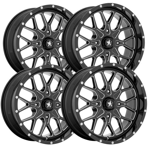 (Set of 4) MSA Offroad M45 Portal 14x7 4x110 Black/Machined Wheels Rims ...