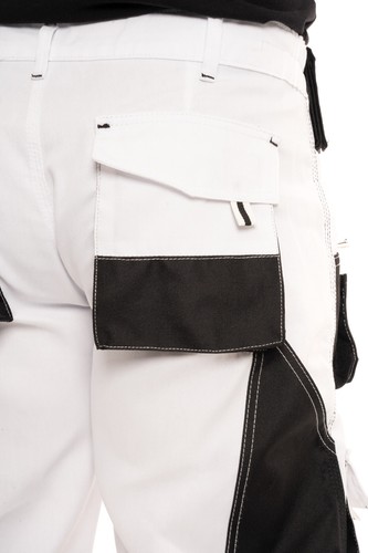White Pants for Men Construction Painters Pant Utility Trousers Knee Pad Pockets - Picture 7 of 19