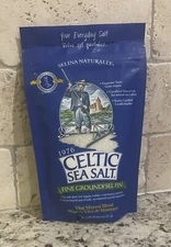 Selina Naturally Celtic Sea Salt!!! FINE GROUND, Priority Shipping!  1/2 LB Bag!