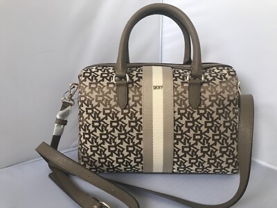 DKNY Bryant Medium Duffle Logo Beige/Brown Shoulder Bag $228.00