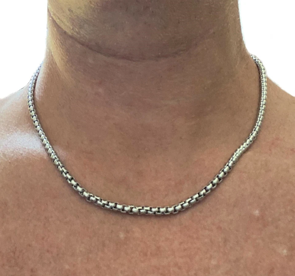 Collana catenina in acciaio inox da uomo donna catena maglia lunga 50 cm x 4 mm - Immagine 4 di 4