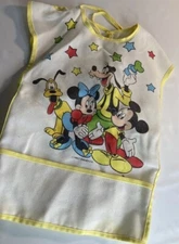 VTG Disney Mickey, Minnie Mouse, Pluto, Goofy Print Kitchen Apron Bib One Size