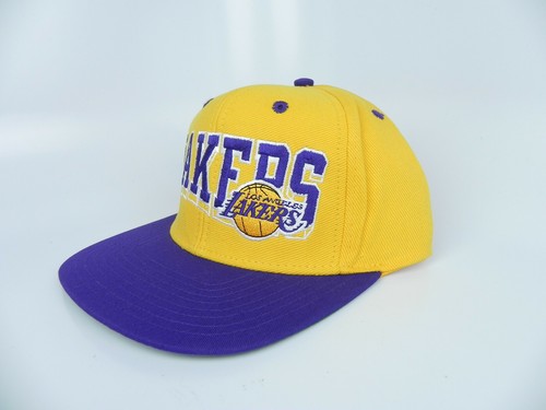 LOS ANGELES LAKERS NBA VTG STYLE FLAT BILL SNAPBACK 2-TONE ADIDAS CAP HAT NEW! - Picture 2 of 6