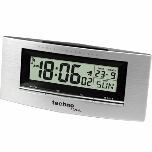 Technoline WT 182 Orologio Radio, Plastica, Argento, 14 x 3.5 x 6.3 cm (E1j)