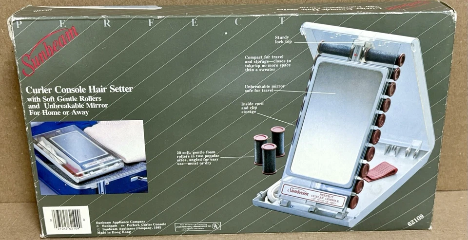 De Colección Sunbeam Viaje Hot Rollers Rizador Pelo Setter Consola Espejo Compacto NUEVO Foto 2 de 3