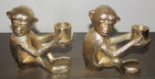 Vintage Cast Metal Shiney Brass Monkey Candlestick Candle Holder 5.25" — photo 1