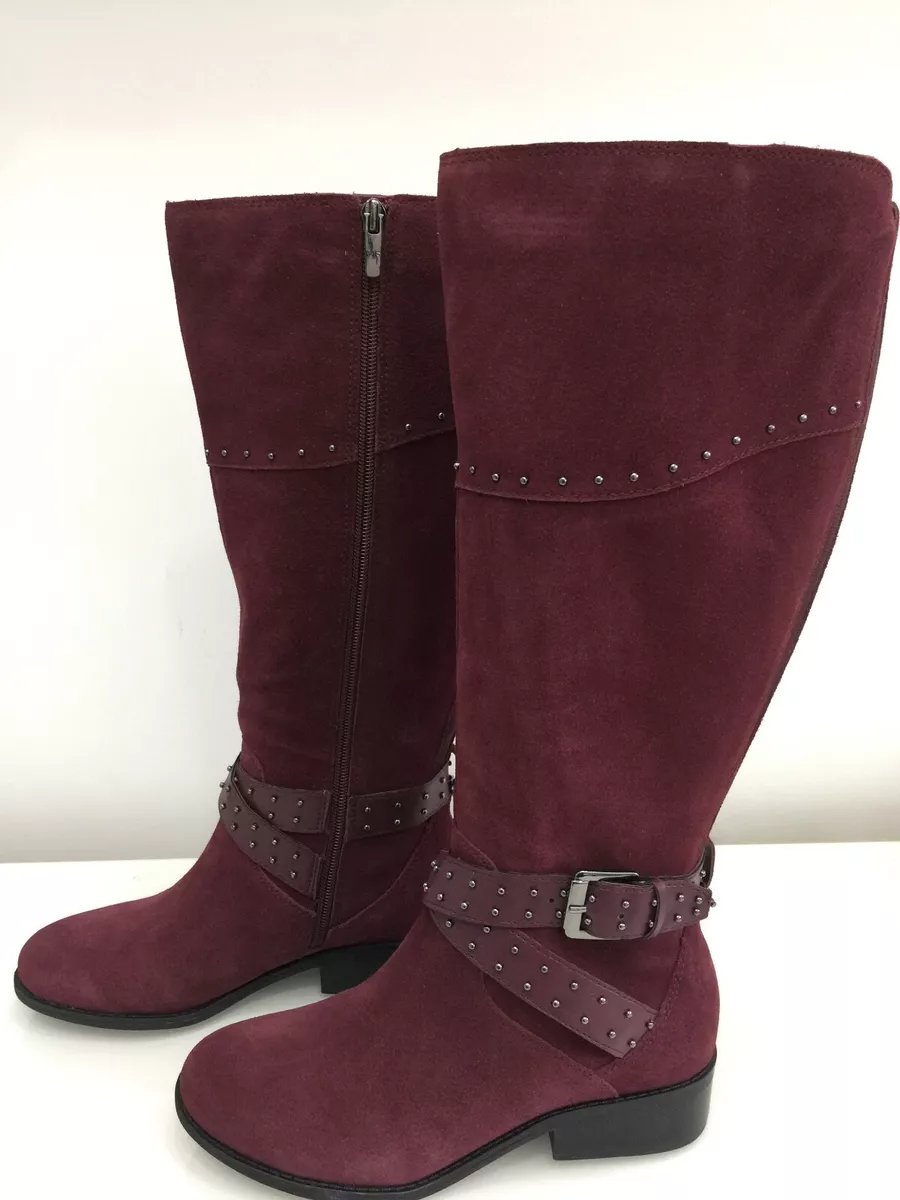MARC FISHER GLILA KNEE HIGH BURGUNDY SUEDE BOOTS SIZE UK4 US6