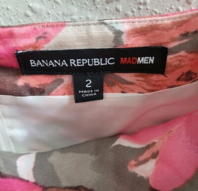 banana republic mad men pink dress Banana Republic Mad Men Women's Pink Watercolor Floral Sheath Dress Sz 2