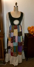 Extraordinary Vtg 1970s Bohemian Patchwork Prairie Dress Cottege-Core