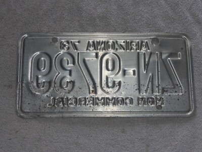 Vintage 1973 original Arizona License Plate ZN 9739 non commercial