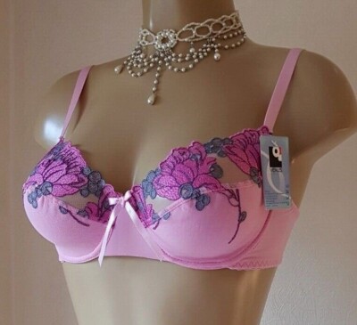 Venus Lingerie Luxus BH bestickt Größe 32B (70B) rosa & grau