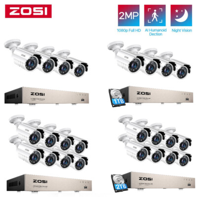 ZOSI 8CH H.265+ 5MP Lite DVR 1080P Home Security Camera System Weatherproof