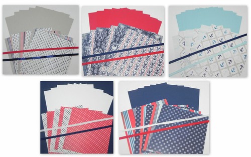 NAUTICAL SEAFARER 5 SETS 6 X 6 DOUBLE SIDED DESIGNER PAPER CARDSTOCK STAMPIN UP