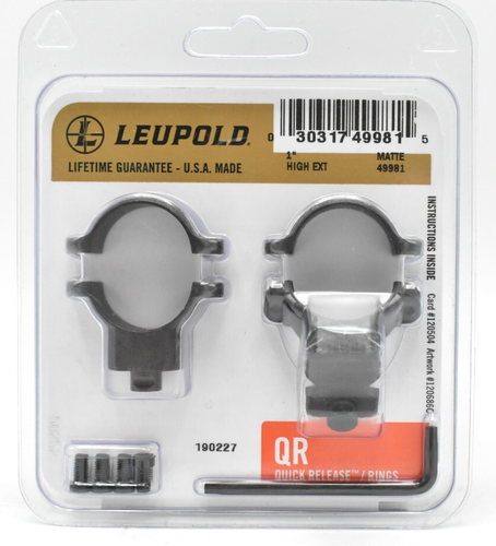 Leupold QR 1" High Extension Matte Black Scope Mounting Ring Set 49981 - Picture 2 of 2