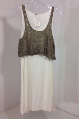FREE PEOPLE WOMEN'S TWO TONE TWOFER SWEATER IN IVORY COMBO XS $128 NWT