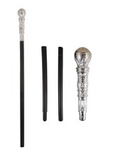 SILVER Top Gangster Pimp Cane With Handle Fancy Dress Costume Accessory 70s