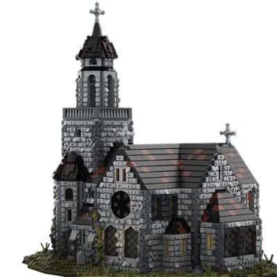 Custom MOC: C9254 Modular Medieval Cathedral with Interior 6561 Parts