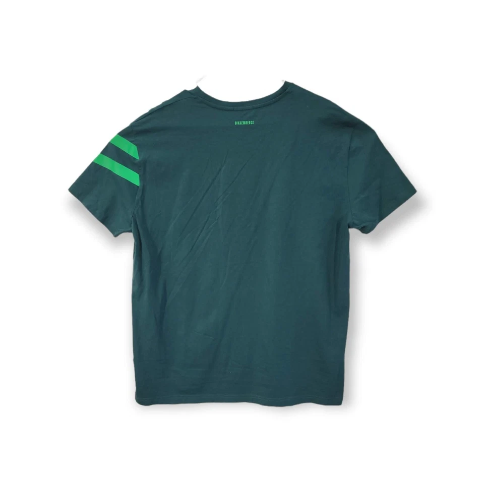 Dirk Bikkembergs Mens 2XL T Shirt Tee Green w/Stripe & Felt Patch "B" - Image 4 of 4