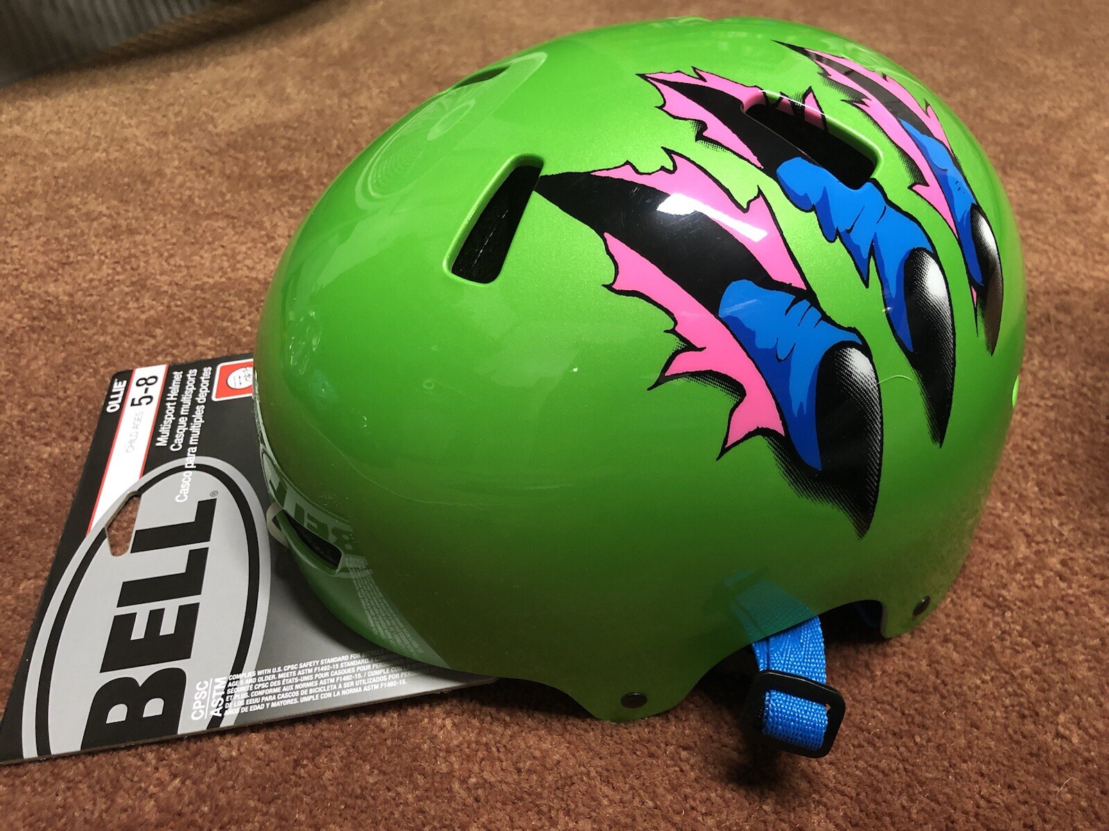 Bell Ollie Helmet Youth 5-8 Green Claw 7134342 for Bike and 