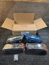 (QTY 4) MOSTPLUS Headlight Assembly For 03-06 Chevy Silverado/Avalanche 1500