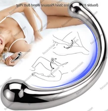 Stainless Steel Curved Anal Dildo Butt Plug G Spot Wand Massage Stimulator Stick