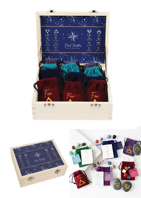 16er Set vier Elemente Runensteine in Display Geschenkbox Feuer, Wasser, Erde, Luft