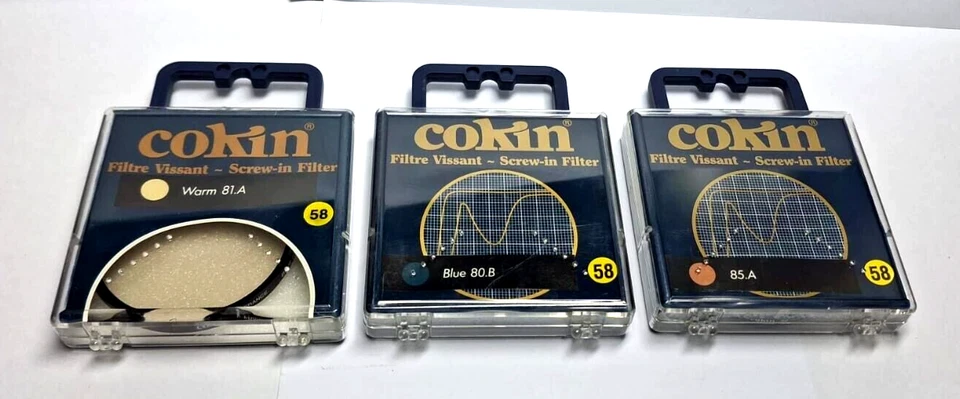 3x Cokin Ø58mm 81A Warm ,85A Orange, 80B Blue New Filters Screw-In --M1 - Image 3 of 3