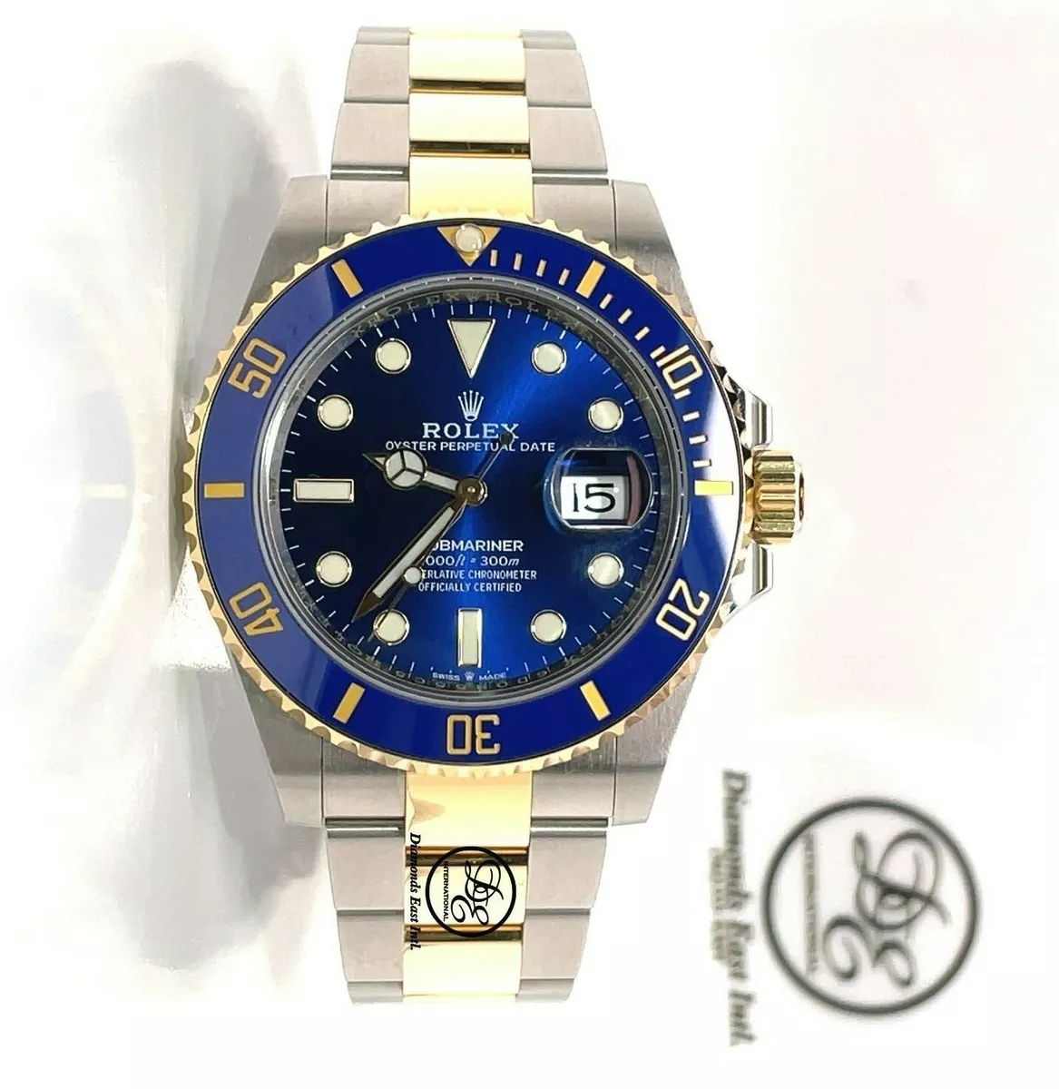 Rolex Submariner Watch 41 mm Blue Dial Solid 18K Yellow Gold Watch 126 –