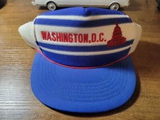 Vintage 1980s Snapback Washington D.C. Trucker Hat Mesh Foam Hipster Cool Retro