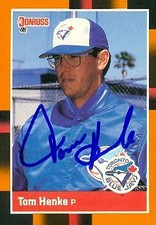 Tom Henke autographed Baseball Card (Toronto Blue Jays) 1988 Donruss #104