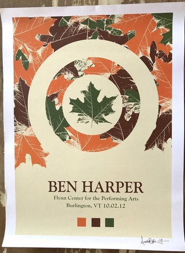 Ben Harper Poster 18x24 S/N 118/150  10/2 2012 Burlington VT. Alex Lodermeier - Picture 1 of 7