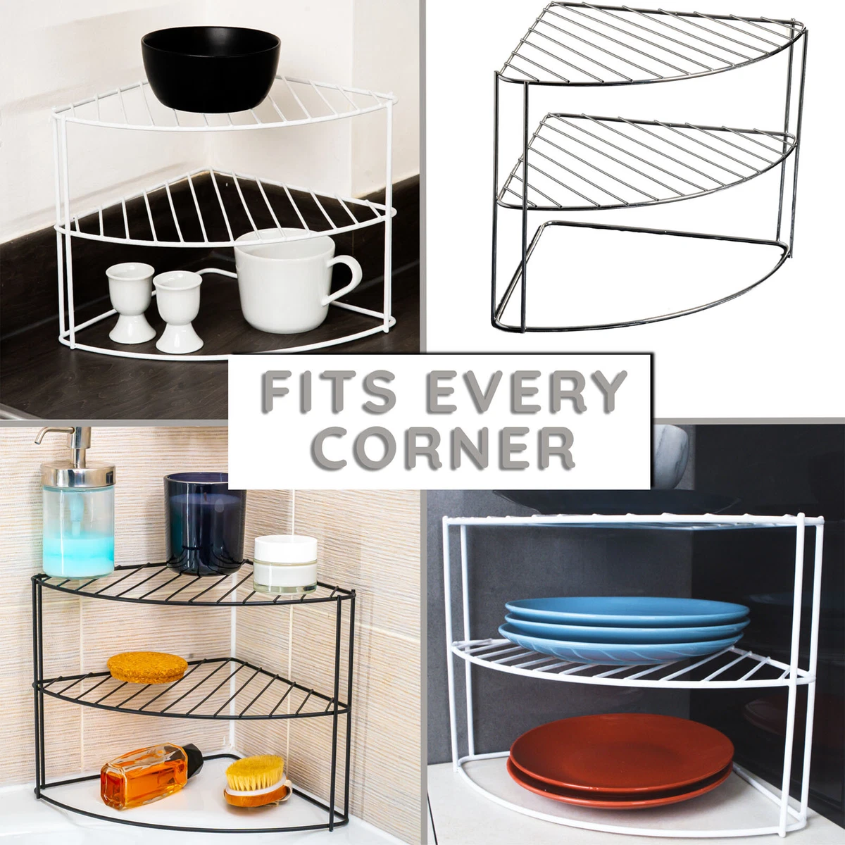 3 TIER KITCHEN CORNER PLATE RACK STORAGE HOLDER STAND PLATES CUPBOARD  ORGANISER