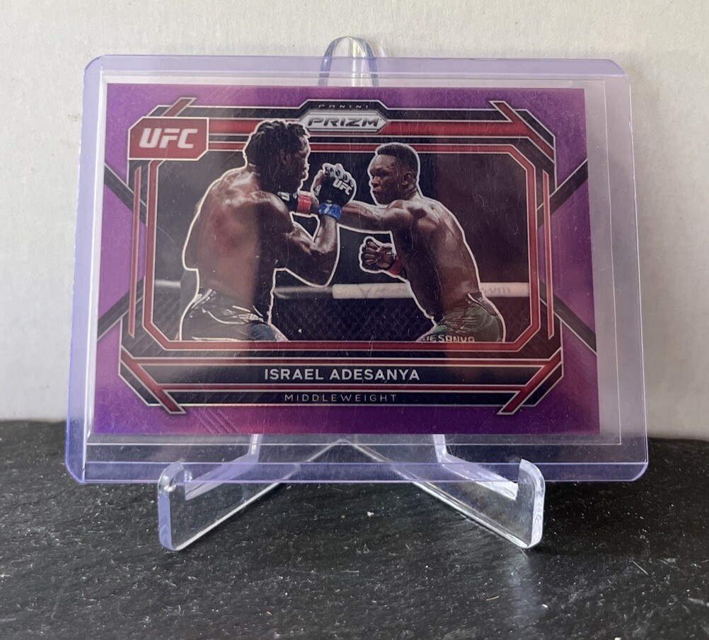 Israel Adesanya UFC 2023 Panini Prizm Purple Prizm SP Card 08/149 #82