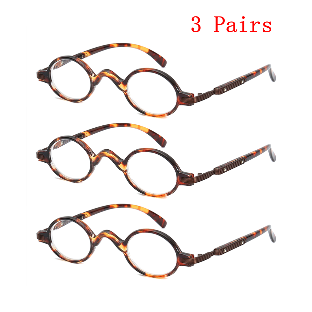 3 PACK Small Round Reading Glasses Readers Vintage 1.0 1.5 2.0 2.5 3.0