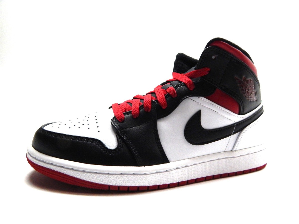 NIKE MEN'S AIR JORDAN 1 MID WHITE GYM RED DQ842 106 SHOES | eBay