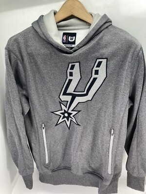 San Antonio Spurs NBA U Hoodie Sweatshirt Men Size Medium Gray Pullover  Logo