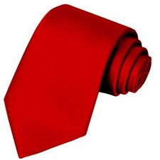 63'' XL Tie Mens Extra Long Solid Satin Necktie For Big And Tall Red Scarlet