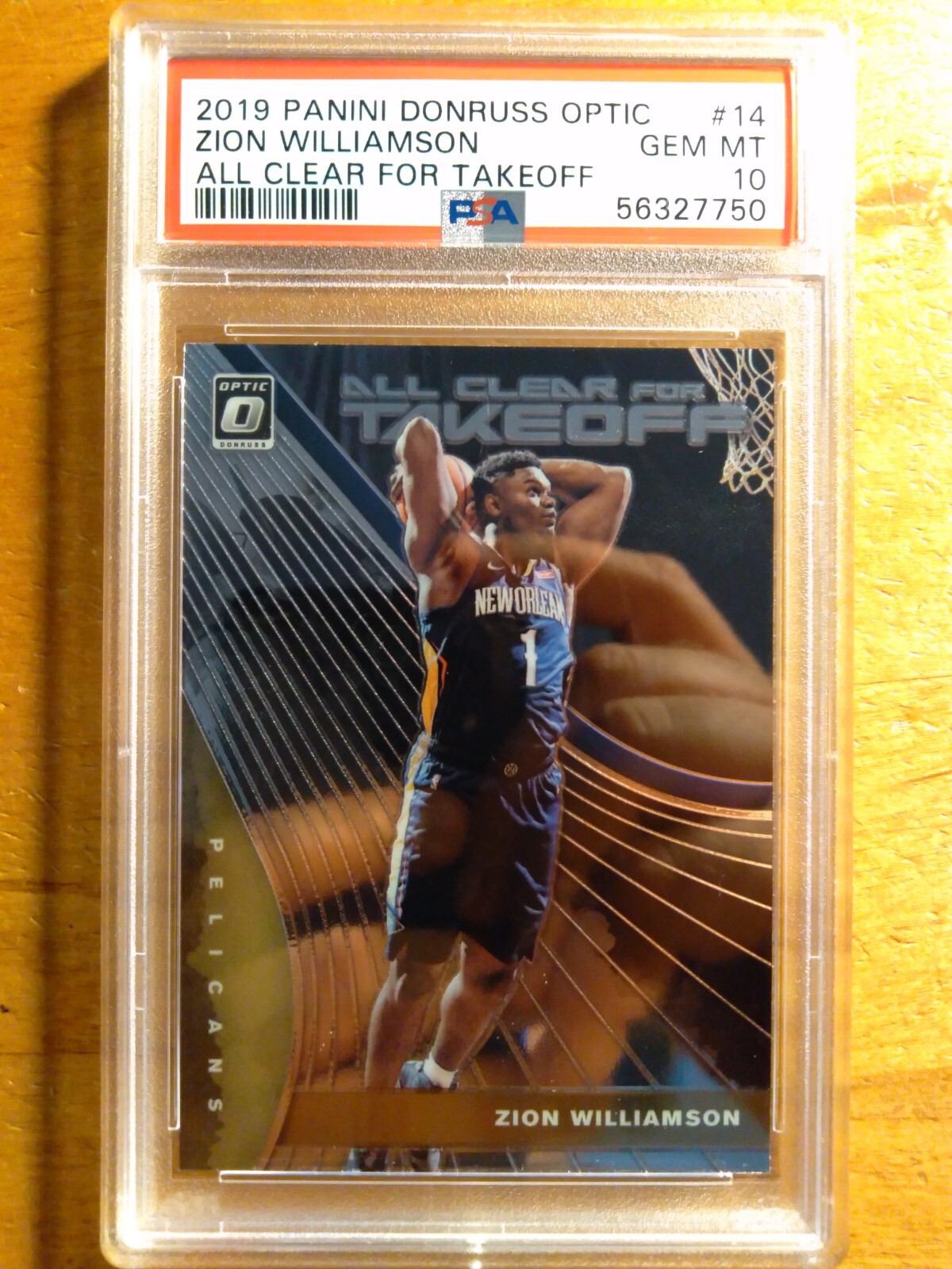 ZION WILLIAMSON 2019 DONRUSS OPTIC ALL CLEAR TAKEOFF RC #14 PSA 10 GEM MINT! '`