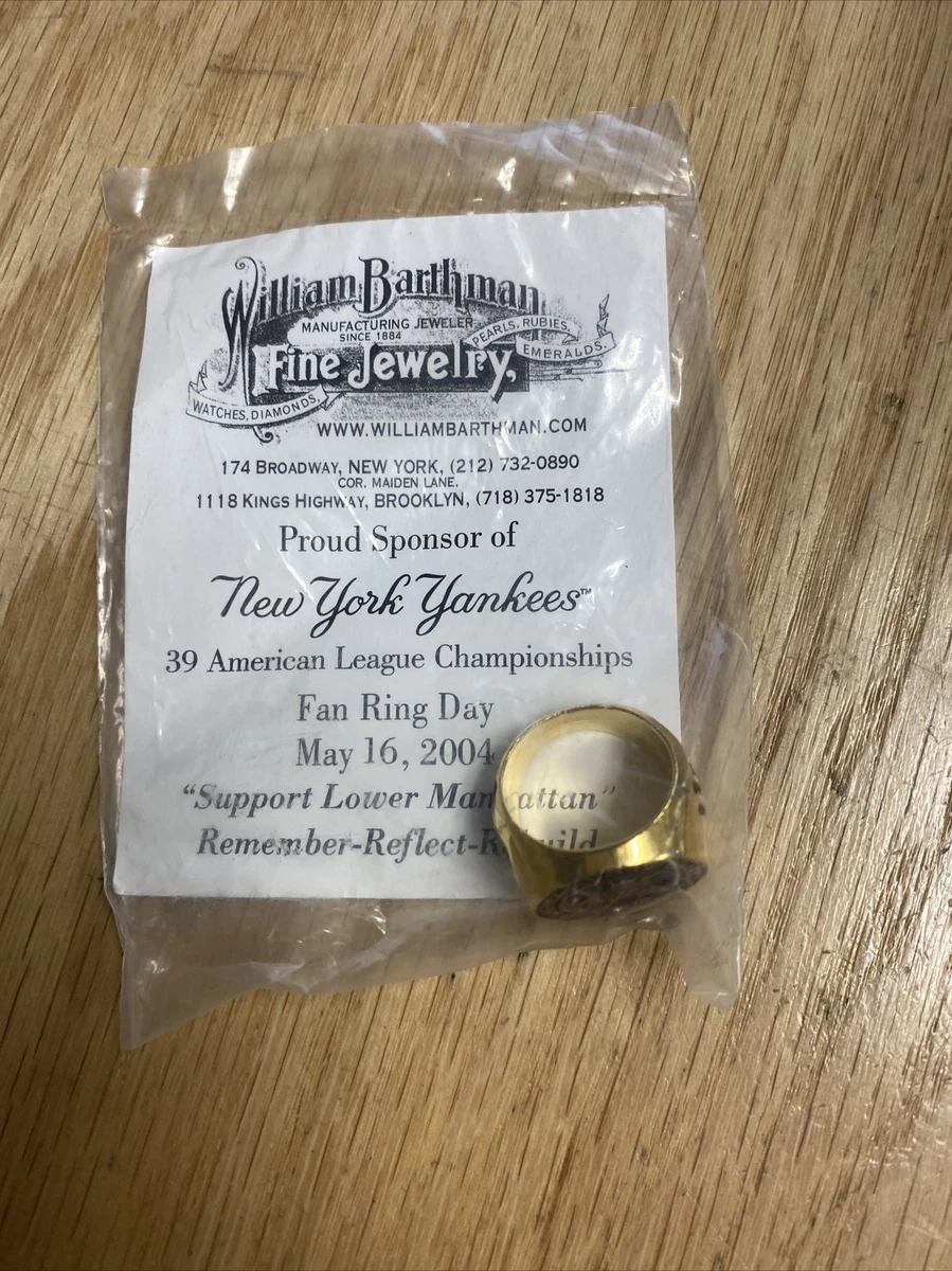New York Yankees Fan Ring Day SGA 5 16 2004 William Barthman Jewelry Sealed