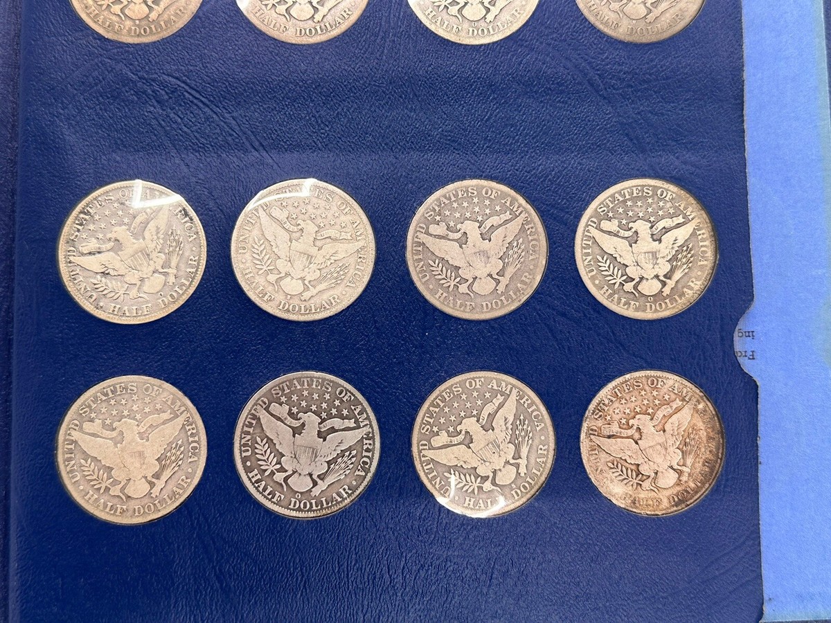 Barber Half Dollar Complete Set Album 1892-1915 Has all 73 Coins