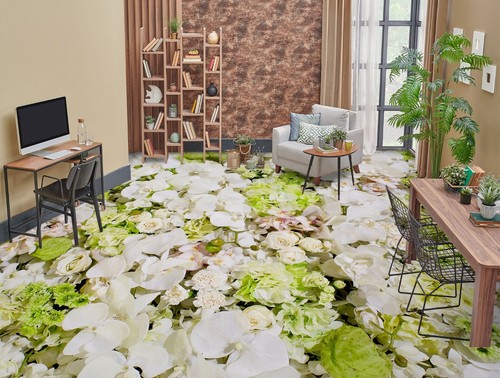 3D Flower Green FZ4746 Floor WallPaper Murals Epoxy Floor Print Decal UK Amy - Picture 3 of 6