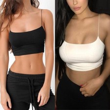 Damen Crop Top Bustier Camisole Trägertop Ba...