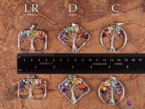 Baum des Lebens Anhänger, CHAKRA Kristall Anhänger - Diamant, Kreis, Rechteck, E1999 - Bild 10 von 10