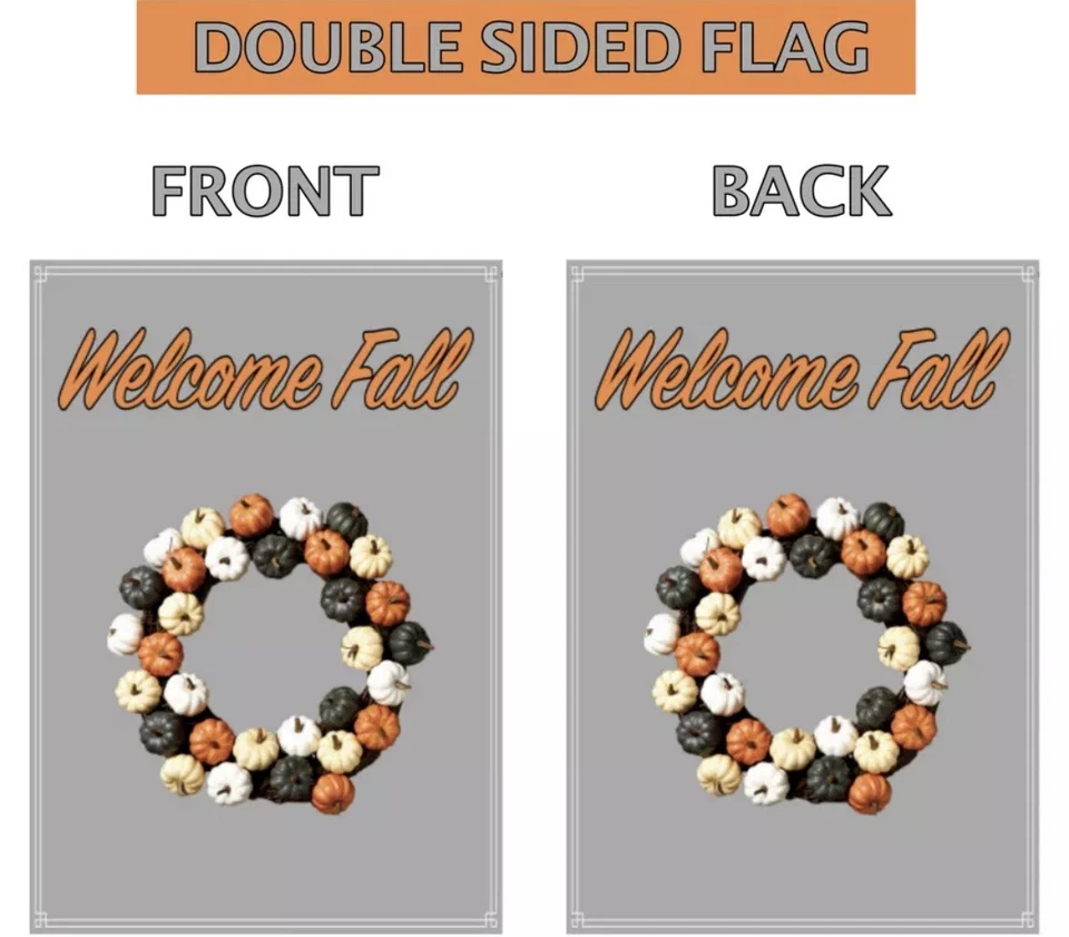 Bienvenida Otoño Jardín Bandera Halloween Patio Exterior Acción de Gracias Decoraciones EE. UU. Foto 2 de 2