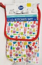 5 pc KITCHEN SET: 2 POT HOLDERS,2 TOWELS 1 OVEN MITT, KITCHEN COOKWARE, JSO