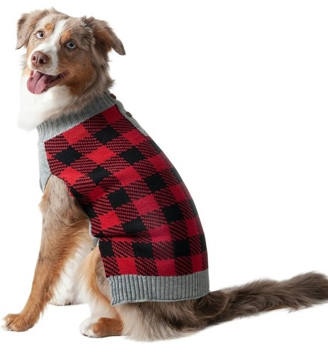 Vibrant Life M Dog Pet Sweater Buffalo Check Red/Black Plaid NEW - Picture 5 of 5