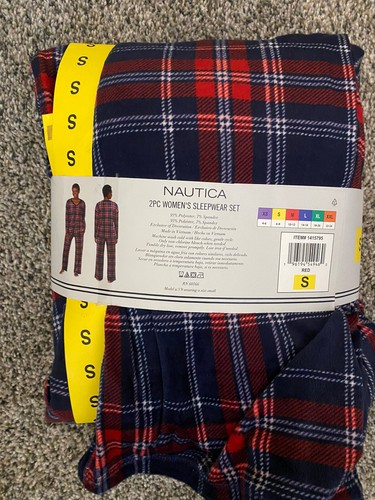 Nautica 2-Piece Red/Navy Fleece Pajama Sleepwear Set Size Small NWT - 037 - Picture 5 of 5